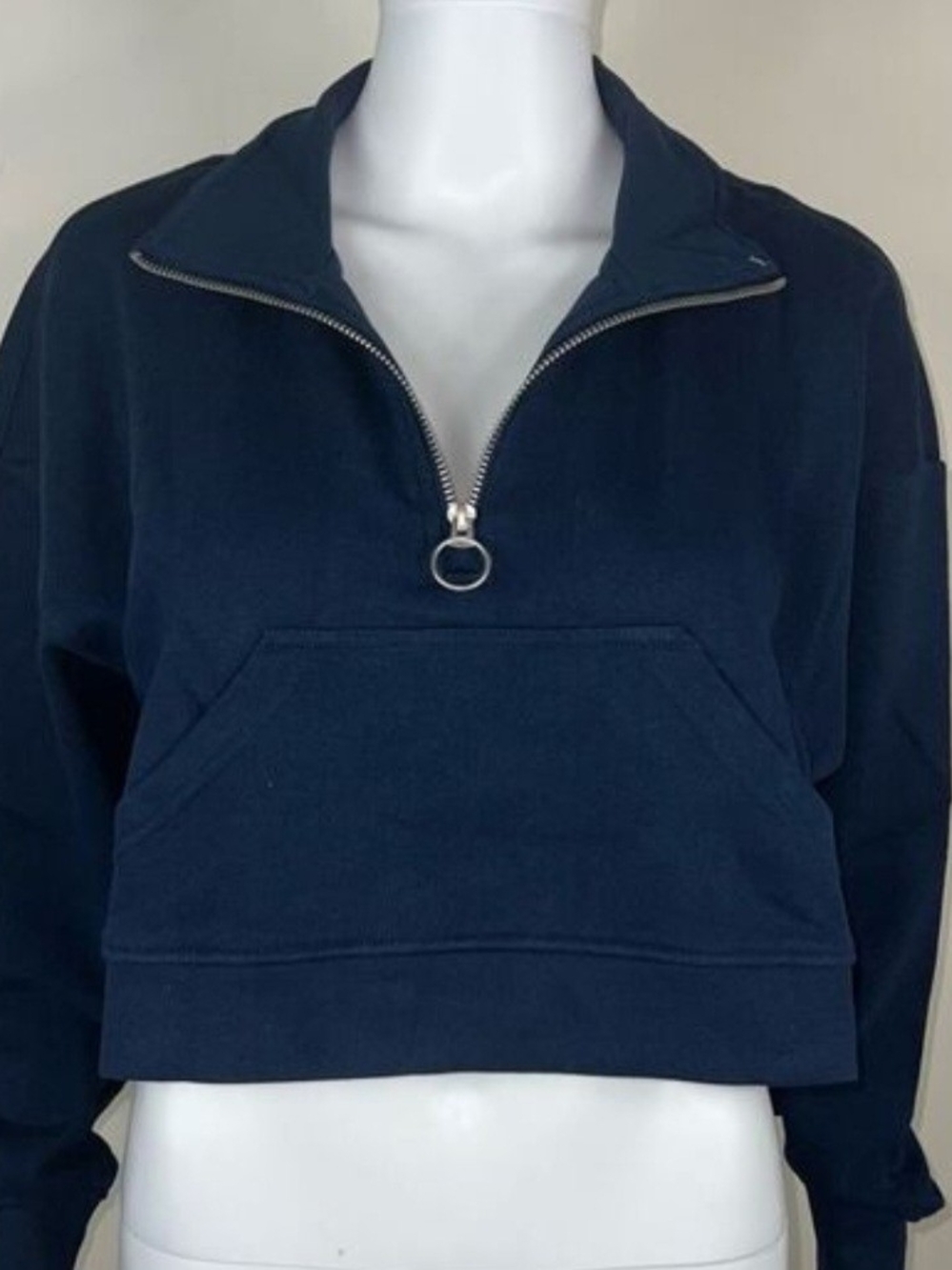 WeWoreWhat Navy Cropped Half-Zip Pullover - Picture 2 of 10